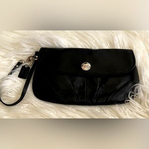 Coach Black leather wristlet